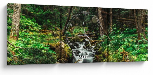 Tablou cu pârău în pădure (cu ceas) (90x30 cm)