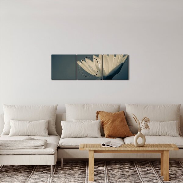 Tablou cu flori (cu ceas) (90x30 cm)