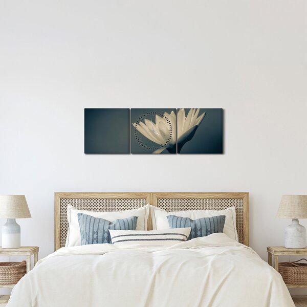 Tablou cu flori (cu ceas) (90x30 cm)