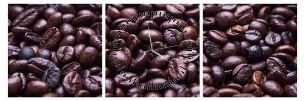 Tablou cu boabe de cafea (cu ceas) (90x30 cm)