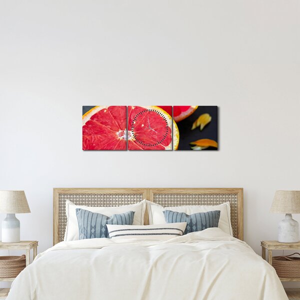 Tablou cu grapefruit tăiat (cu ceas) (90x30 cm)