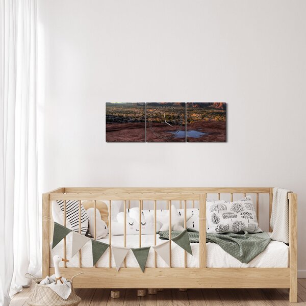 Tablou cu munți (cu ceas) (90x30 cm)