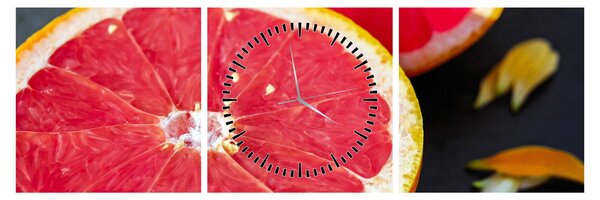 Tablou cu grapefruit tăiat (cu ceas) (90x30 cm)