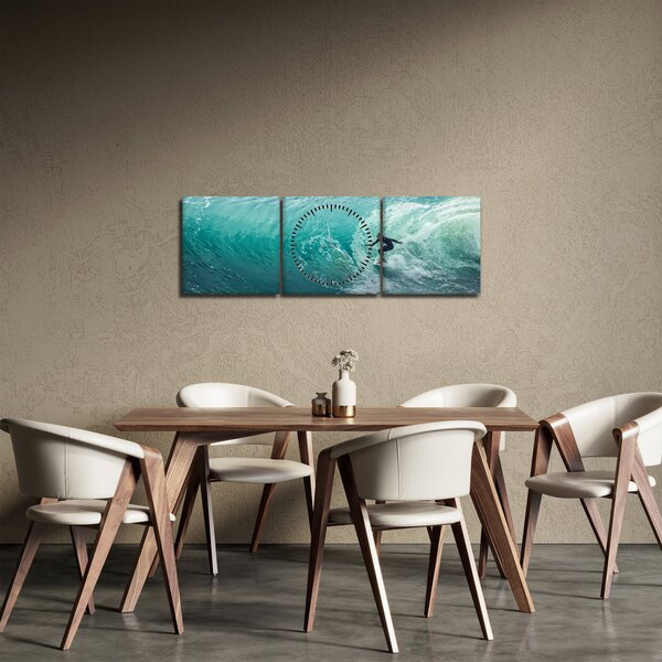 Tablou cu surferi (cu ceas) (90x30 cm)