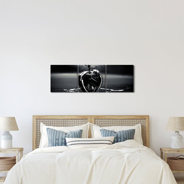 Tablou cu mărul negru (cu ceas) (90x30 cm)