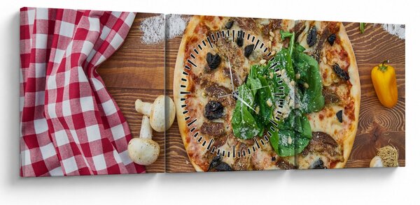 Tablou cu pizza (cu ceas) (90x30 cm)