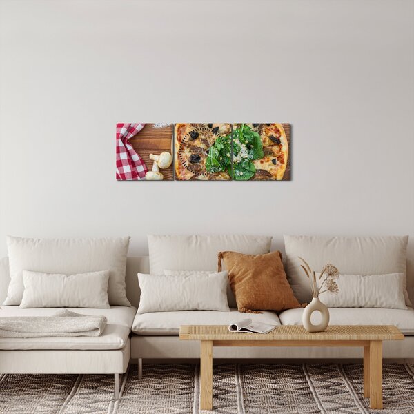 Tablou cu pizza (cu ceas) (90x30 cm)