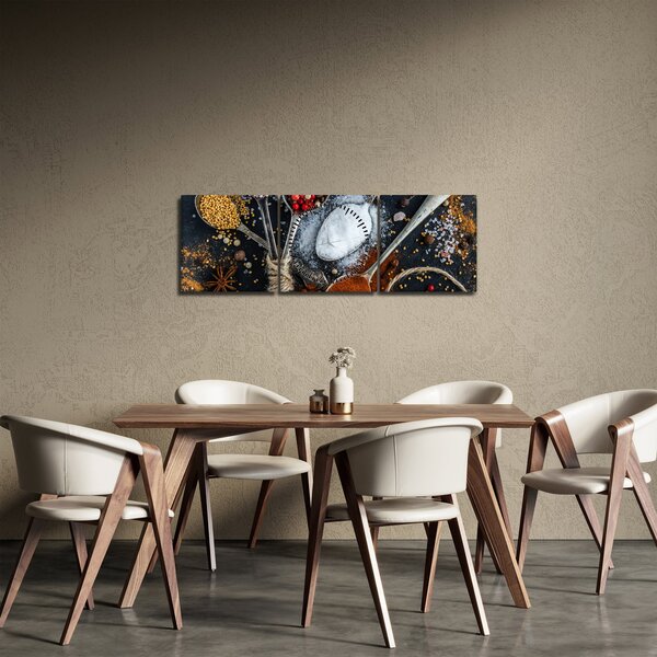 Tablou cu linguri cu condimente (cu ceas) (90x30 cm)