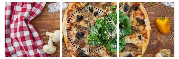 Tablou cu pizza (cu ceas) (90x30 cm)
