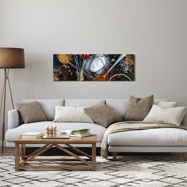 Tablou cu linguri cu condimente (cu ceas) (90x30 cm)