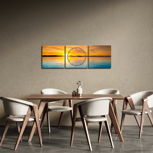 Tablou cu răsărit de soare (cu ceas) (90x30 cm)