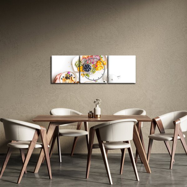 Tablou cu farfurie cu fructe pe masă (cu ceas) (90x30 cm)
