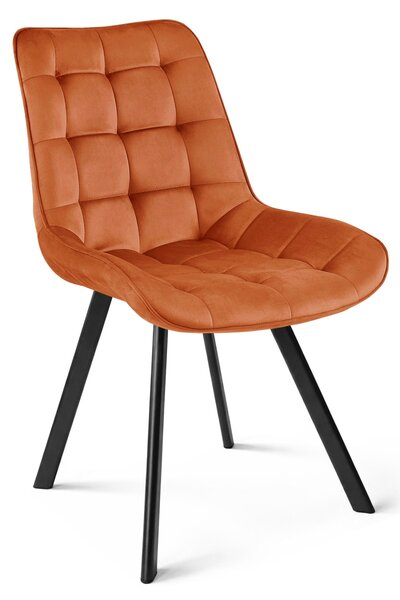Scaun de masa SORIA VELVET cu picioare negre, teracota