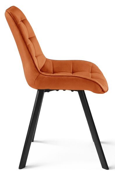 Scaun de masa SORIA VELVET cu picioare negre, teracota