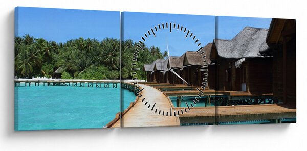 Tablou cu Maledive (cu ceas) (90x30 cm)