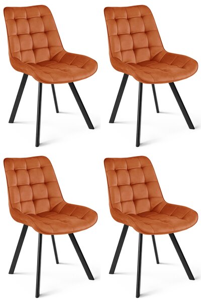 Scaun de masa SORIA VELVET cu picioare negre, teracota