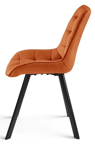 Scaun de masa SORIA VELVET cu picioare negre, teracota