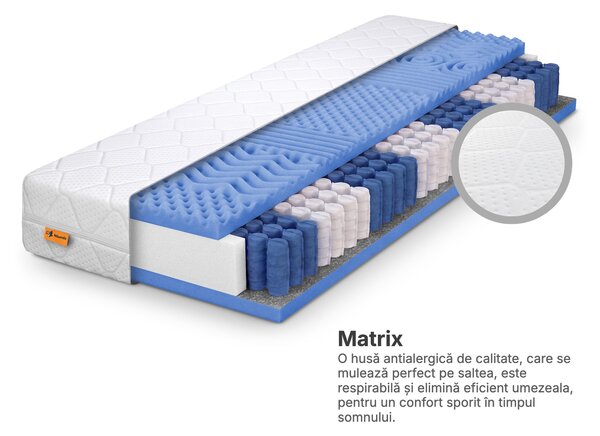 Saltea cu arcuri împachetate Azuro 80x200x20 - husă Matrix