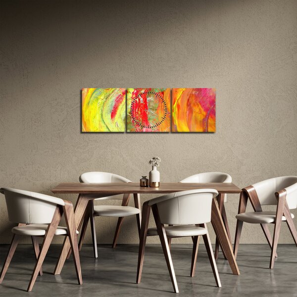 Tablou cu abstracție- pictura (cu ceas) (90x30 cm)