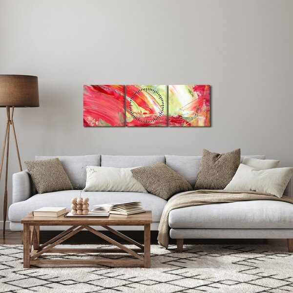 Tablou cu abstracție - pictura (cu ceas) (90x30 cm)
