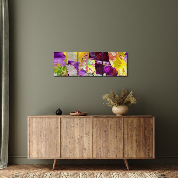 Tablou cu abstracție - pictura (cu ceas) (90x30 cm)
