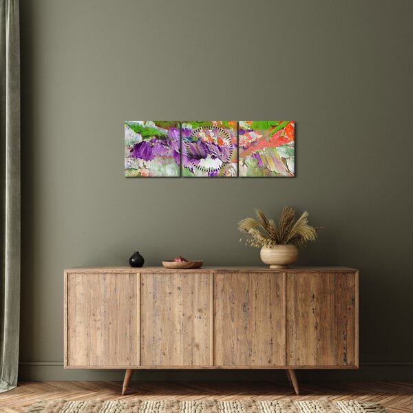 Tablou cu abstracție - pictura (cu ceas) (90x30 cm)