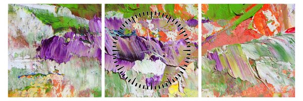 Tablou cu abstracție - pictura (cu ceas) (90x30 cm)