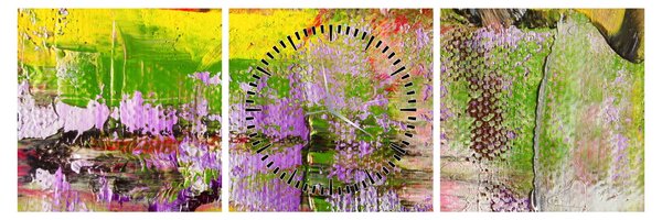 Tablou cu abstracție - pictura (cu ceas) (90x30 cm)