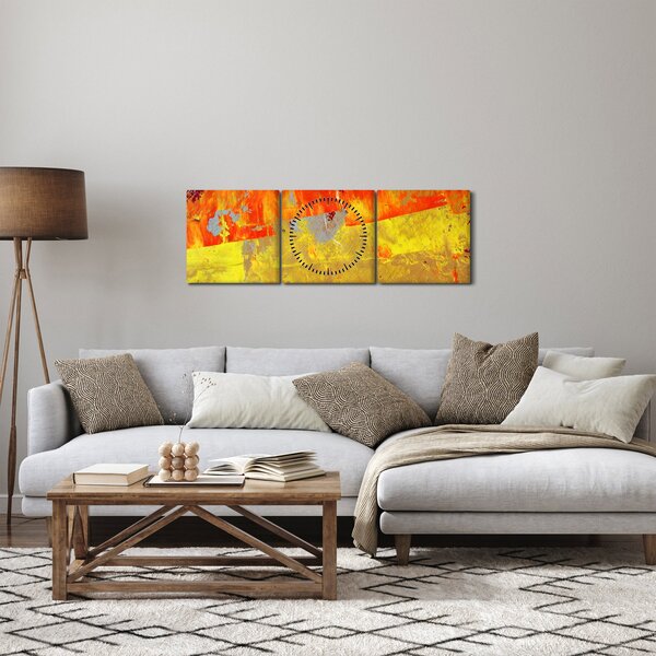 Tablou cu abstracție - pictura (cu ceas) (90x30 cm)