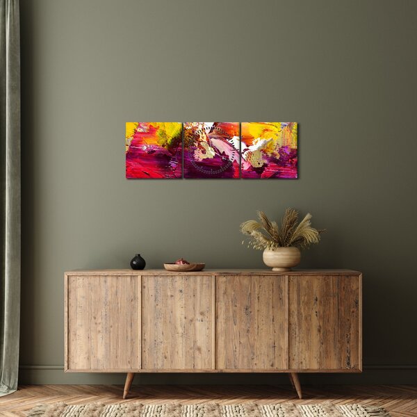 Tablou cu abstracție - pictura (cu ceas) (90x30 cm)