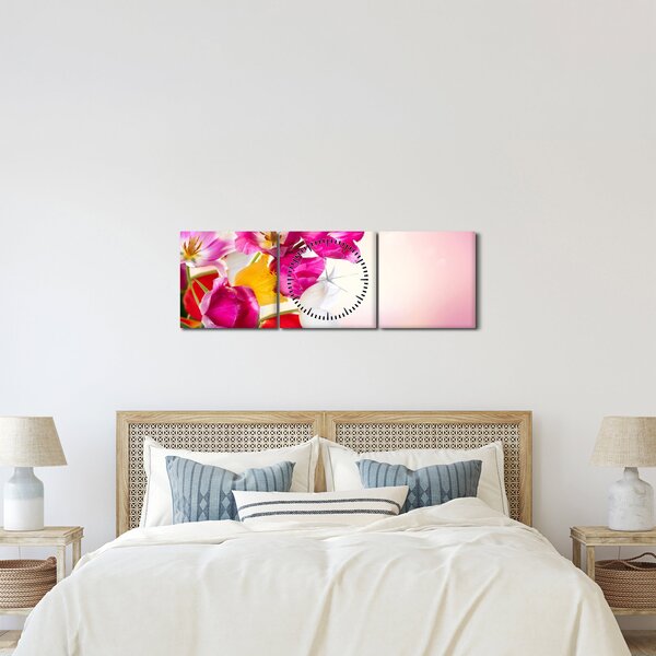 Tablou cu lalele (cu ceas) (90x30 cm)