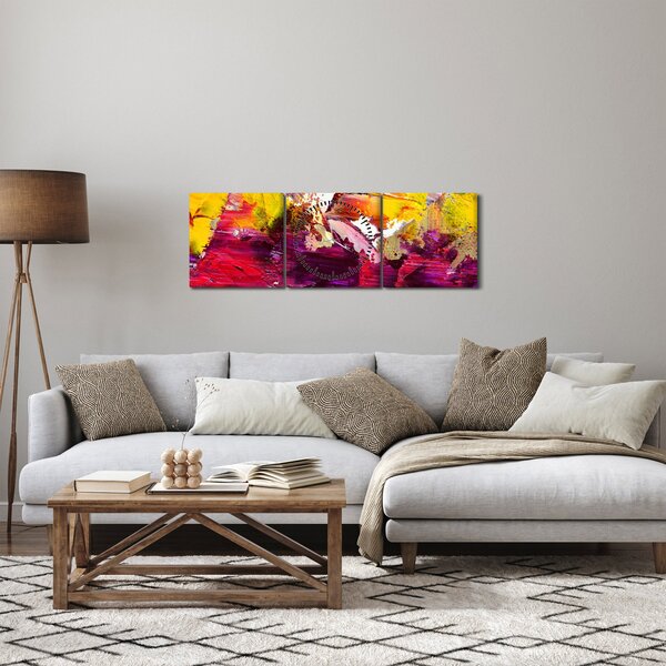 Tablou cu abstracție - pictura (cu ceas) (90x30 cm)