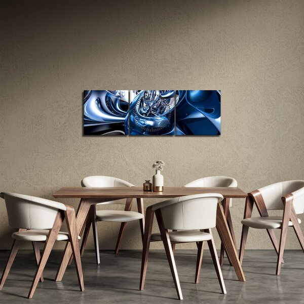 Tablou cu abstracție - cercuri (cu ceas) (90x30 cm)
