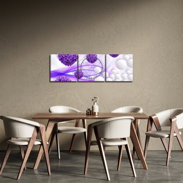 Tablou - Bilă, bile mici, flori (cu ceas) (90x30 cm)
