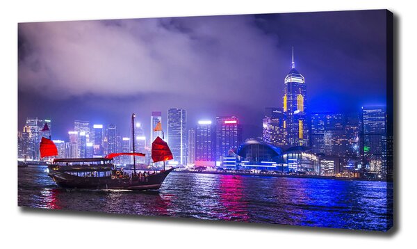 Pictură pe pânză Hong Kong pe timp de noapte