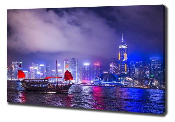 Pictură pe pânză Hong Kong pe timp de noapte