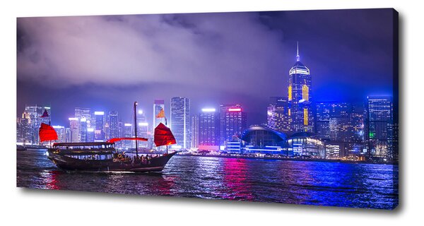 Pictură pe pânză Hong Kong pe timp de noapte