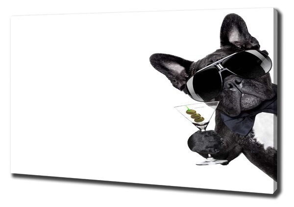 Imprimare tablou canvas Câine cu martini