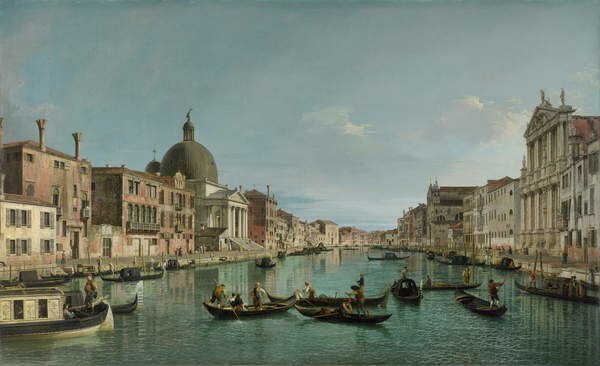 (1697-1768) Canaletto - Artă imprimată The Grand Canal in Venice with San Simeone Piccolo and the Scalzi church, (40 x 24.6 cm)