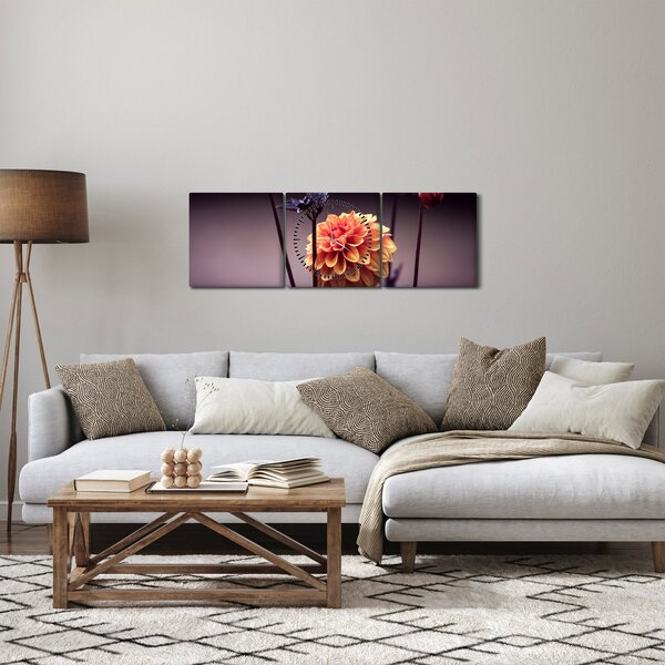 Tablou - Floare (cu ceas) (90x30 cm)