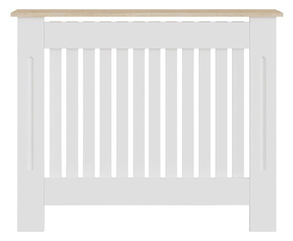 Masca pentru Calorifer ECO-M 112 cm, MDF Vopsit de 18 mm Lame Verticale, Maro/Alb