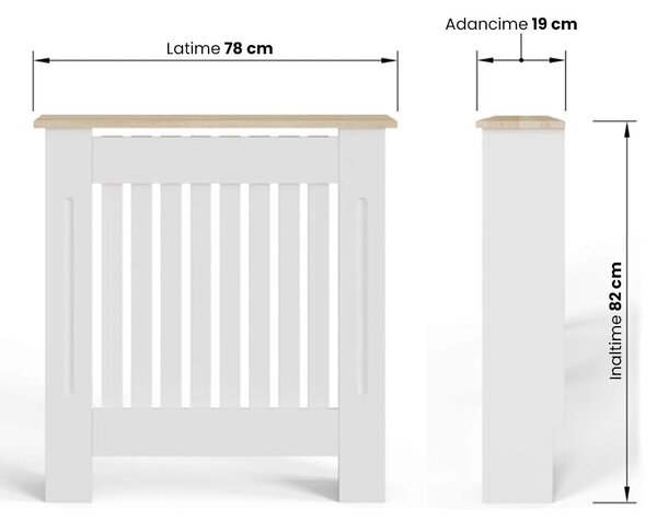 Masca pentru Calorifer ECO-S 78 cm, MDF Vopsit de 18 mm Lame Verticale, Maro/Alb