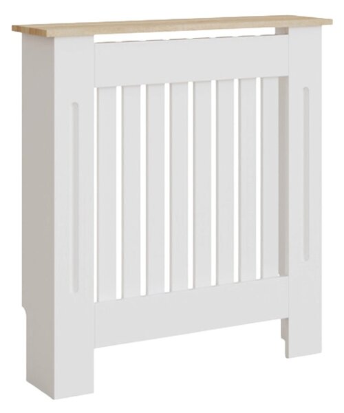 Masca pentru Calorifer ECO-S 78 cm, MDF Vopsit de 18 mm Lame Verticale, Maro/Alb