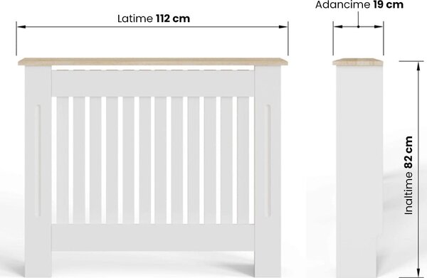 Masca pentru Calorifer ECO-M 112 cm, MDF Vopsit de 18 mm Lame Verticale, Maro/Alb