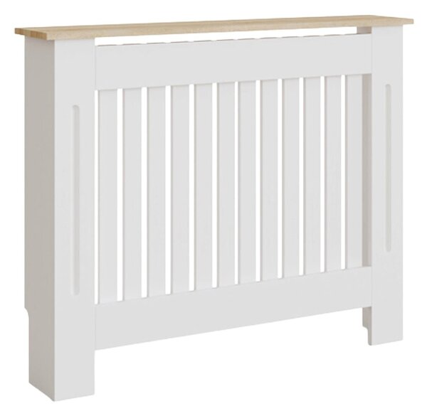 Masca pentru Calorifer ECO-M 112 cm, MDF Vopsit de 18 mm Lame Verticale, Maro/Alb