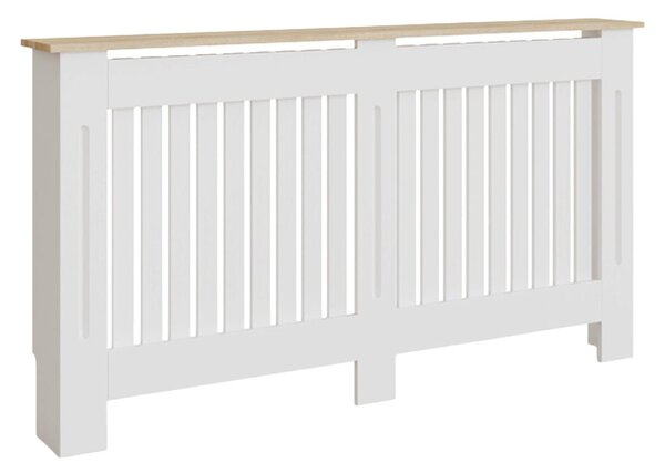 Masca pentru Calorifer ECO-XL 152 cm, MDF Vopsit de 21 mm Lame Verticale, Maro/Alb lucios