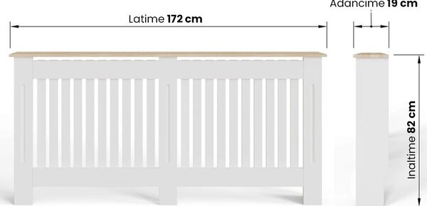 Masca pentru Calorifer ECO-XXL 172 cm, MDF Vopsit de 21 mm Lame Verticale, Maro/Alb lucios