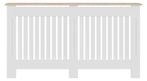 Masca pentru Calorifer ECO-XL 152 cm, MDF Vopsit de 21 mm Lame Verticale, Maro/Alb lucios
