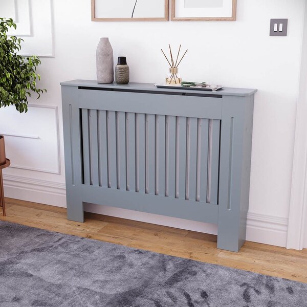 Masca pentru Calorifer ECO-M 112 cm, MDF Vopsit de 18 mm Lame Verticale, Gri antracit