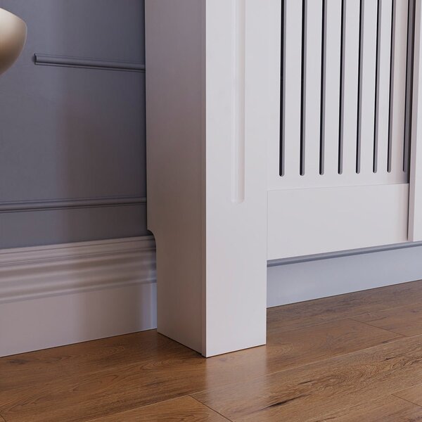 Masca pentru Calorifer ECO-3XL 140/204 cm Ajustabila, MDF Vopsit de 21 mm Lame Verticale, Maro/Alb lucios